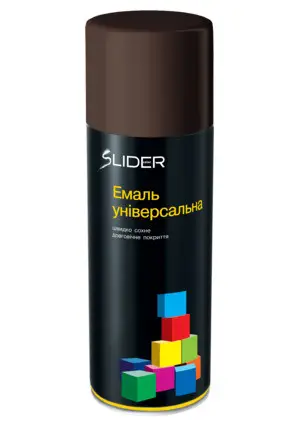 Емаль SLIDER color універсальна 8017 темно-коричнева МАТ, в аер. упаковці, 400 мл